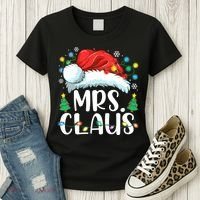 Mrs Claus Santa Lights Christmas Red Plaid Couples Pajama Women's T-Shirt thumb 3