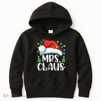 Mrs Claus Santa Lights Christmas Red Plaid Couples Pajama Kids Hoodie thumb 0