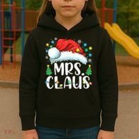 Mrs Claus Santa Lights Christmas Red Plaid Couples Pajama Kids Hoodie thumb 3