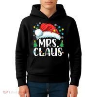 Mrs Claus Santa Lights Christmas Red Plaid Couples Pajama Kids Hoodie thumb 4