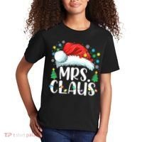 Mrs Claus Santa Lights Christmas Red Plaid Couples Pajama Kids T-Shirt thumb 2