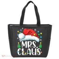Mrs Claus Santa Lights Christmas Red Plaid Couples Pajama Tote Bag thumb 0