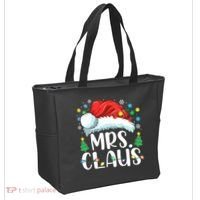 Mrs Claus Santa Lights Christmas Red Plaid Couples Pajama Tote Bag thumb 2