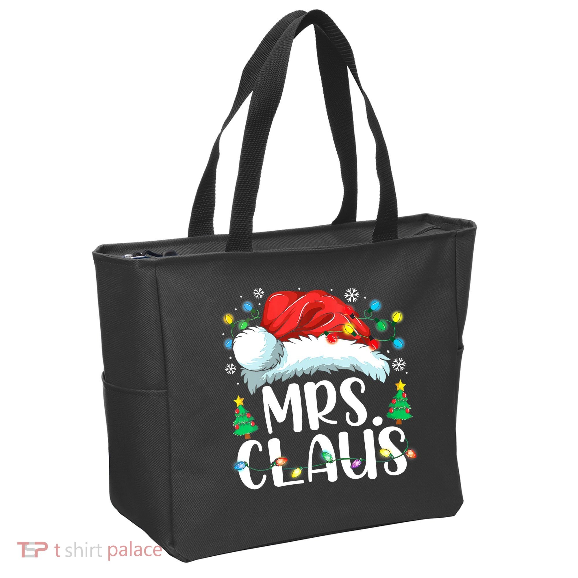 Mrs Claus Santa Lights Christmas Red Plaid Couples Pajama Tote Bag