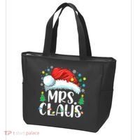 Mrs Claus Santa Lights Christmas Red Plaid Couples Pajama Tote Bag thumb 3