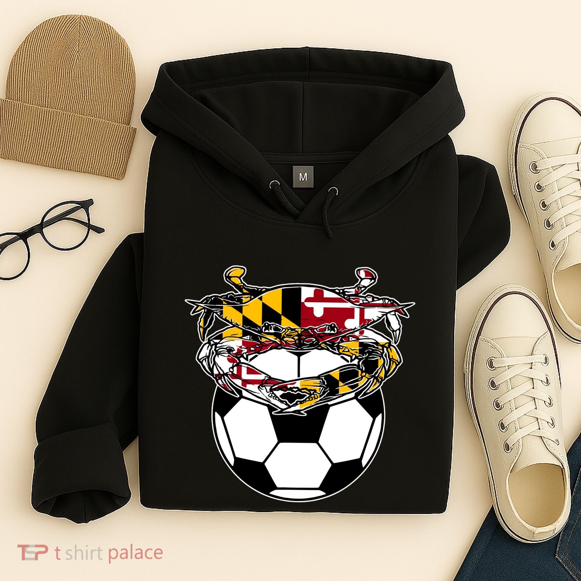 Maryland Crab State Pride Flag Gift Soccer Blue Crab Hoodie