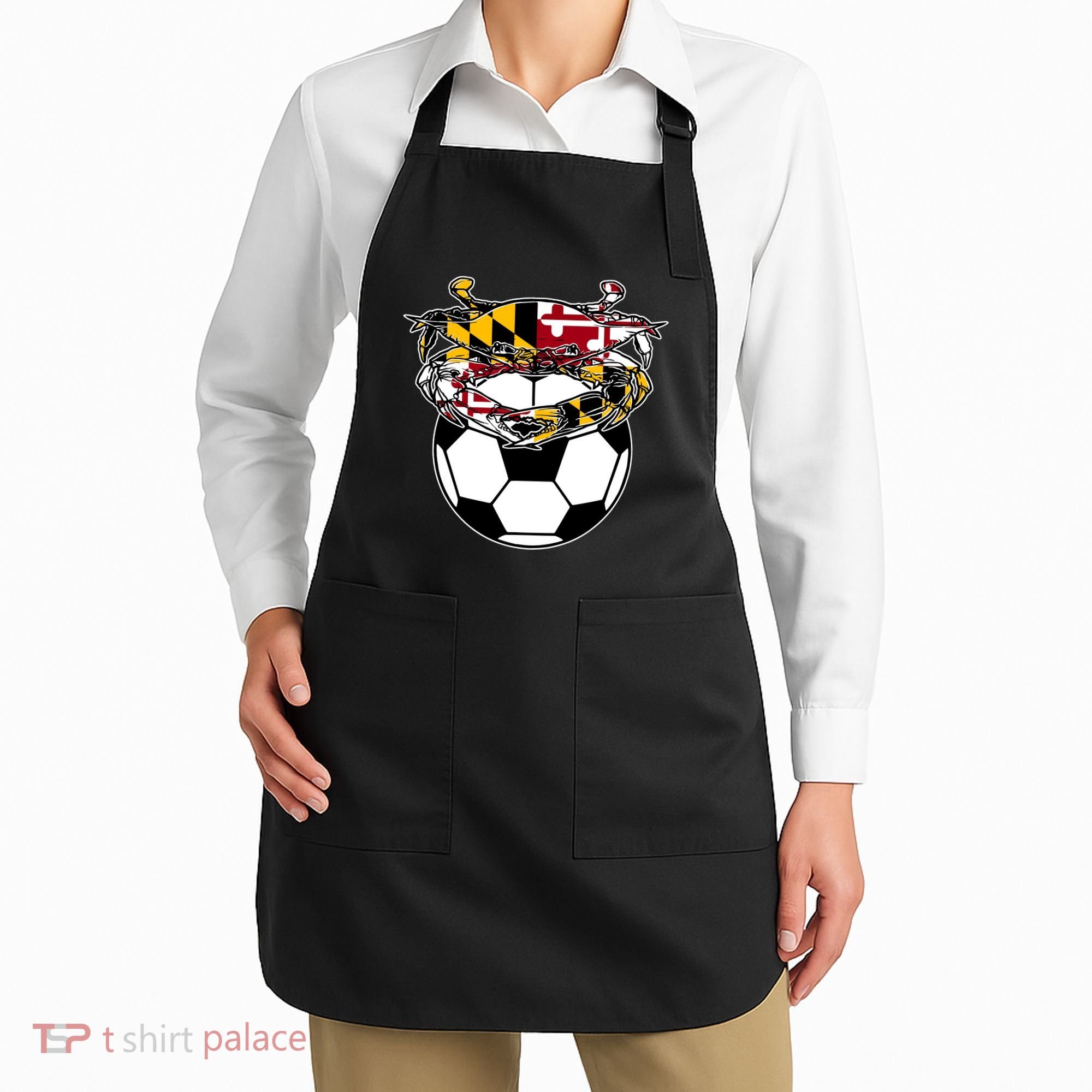 Maryland Crab State Pride Flag Gift Soccer Blue Crab Apron