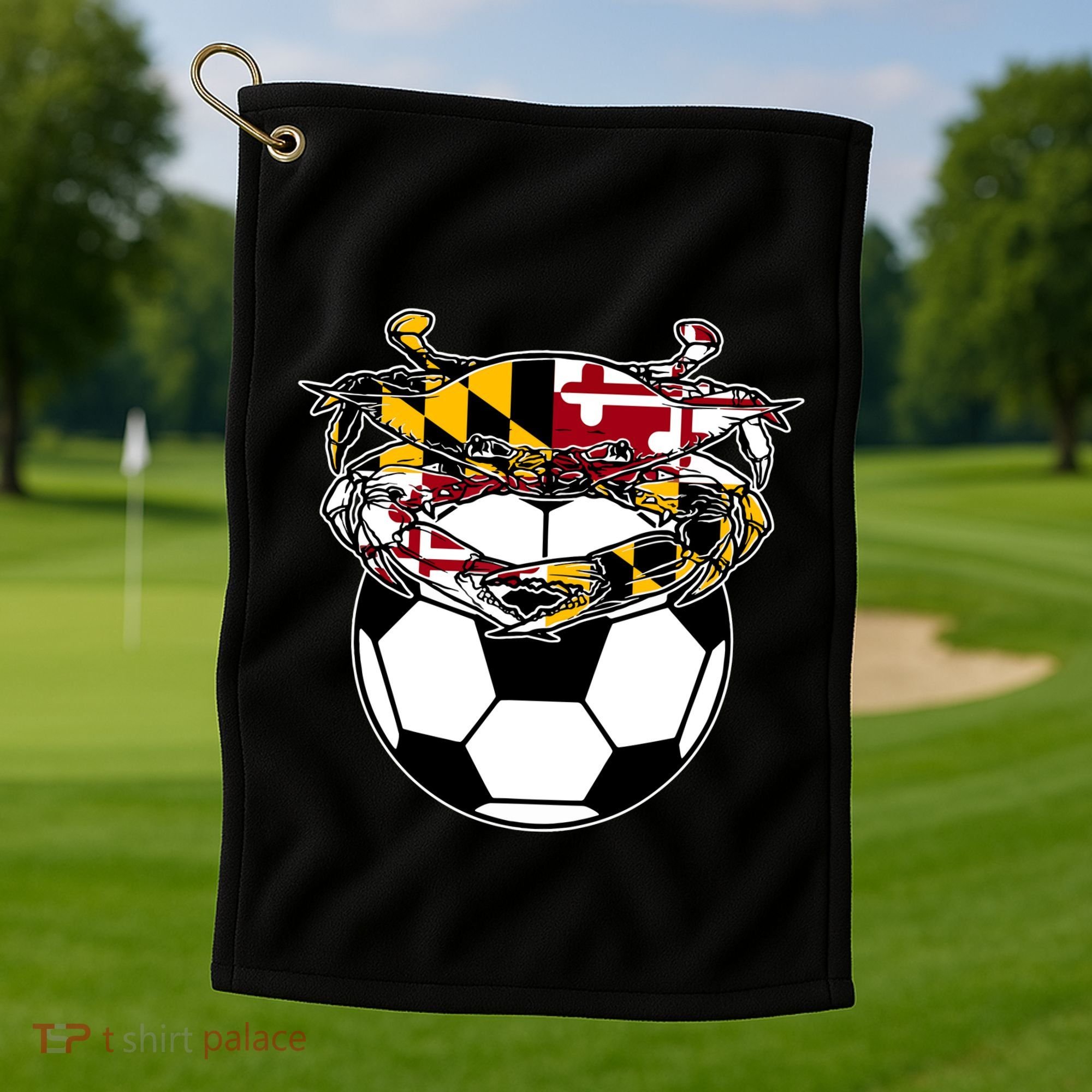 Maryland Crab State Pride Flag Gift Soccer Blue Crab Golf Towel
