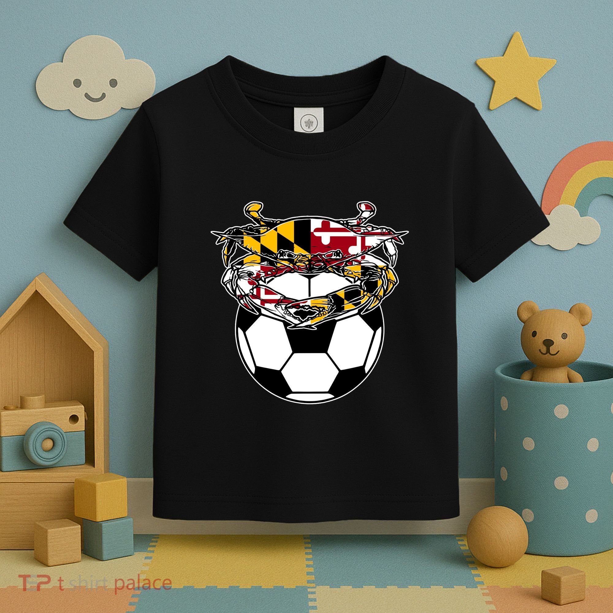 Maryland Crab State Pride Flag Gift Soccer Blue Crab Toddler T-Shirt