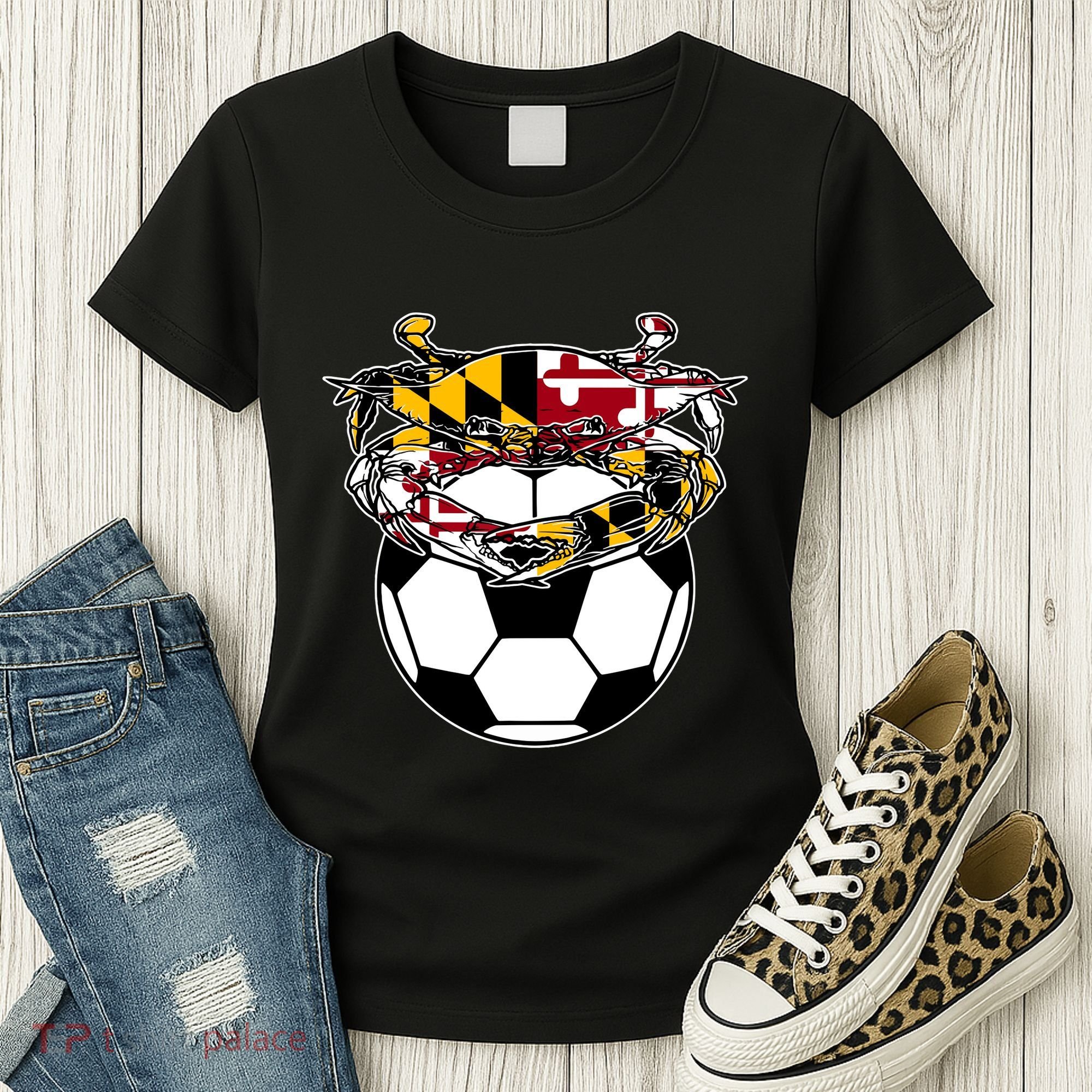 Maryland Crab State Pride Flag Gift Soccer Blue Crab Women's T-Shirt