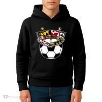 Maryland Crab State Pride Flag Gift Soccer Blue Crab Kids Hoodie thumb 4
