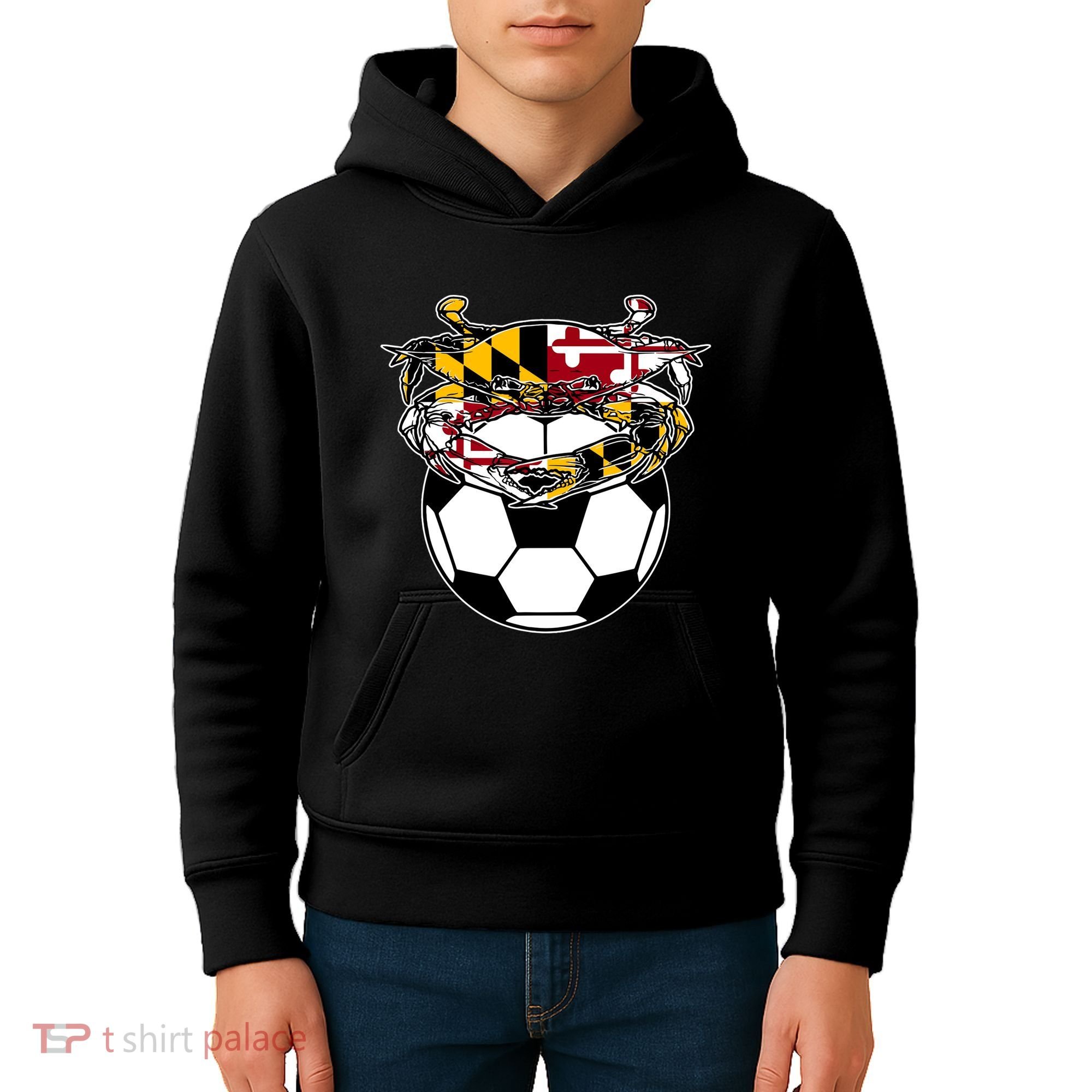 Maryland Crab State Pride Flag Gift Soccer Blue Crab Kids Hoodie