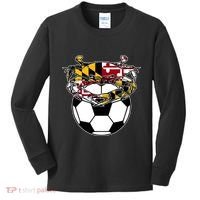 Maryland Crab State Pride Flag Gift Soccer Blue Crab Kids Long Sleeve Shirt thumb 0