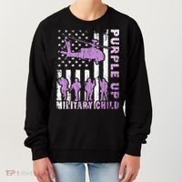 Military Child Shirt Purple Up American Flag Helicopter Kid Women's Sweatshirt thumb 0