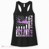Military Child Shirt Purple Up American Flag Helicopter Kid Women's Tank Top thumb 0