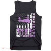 Military Child Shirt Purple Up American Flag Helicopter Kid Tank Top thumb 0