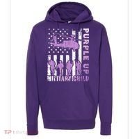 Military Child Shirt Purple Up American Flag Helicopter Kid Hoodie thumb 0