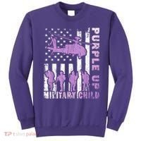 Military Child Shirt Purple Up American Flag Helicopter Kid Sweatshirt thumb 0