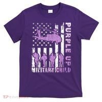 Military Child Shirt Purple Up American Flag Helicopter Kid T-Shirt thumb 0