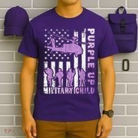 Military Child Shirt Purple Up American Flag Helicopter Kid T-Shirt thumb 6