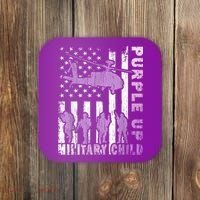 Military Child Shirt Purple Up American Flag Helicopter Kid Coaster thumb 0