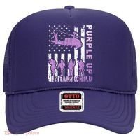Military Child Shirt Purple Up American Flag Helicopter Kid Hat thumb 0