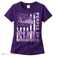 Military Child Shirt Purple Up American Flag Helicopter Kid Women's T-Shirt thumb 0