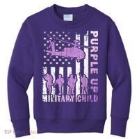 Military Child Shirt Purple Up American Flag Helicopter Kid Kids Sweatshirt thumb 0