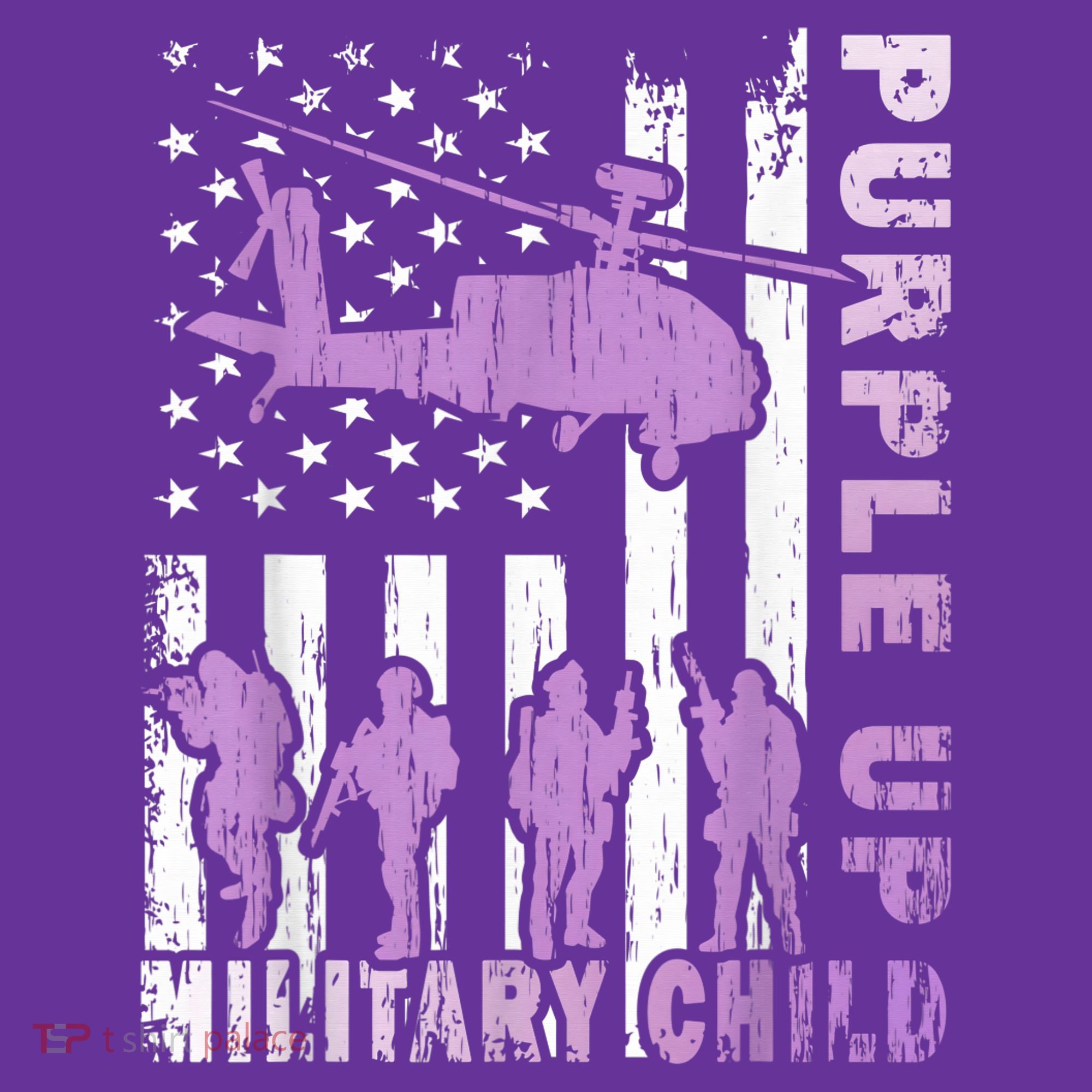 Military Child Shirt Purple Up American Flag Helicopter Kid Kids Sweatshirt