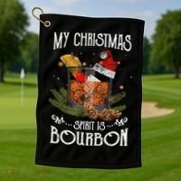 My Christmas Spirit Is Bourbon Christmas Ing Xmas Gift Golf Towel thumb 1