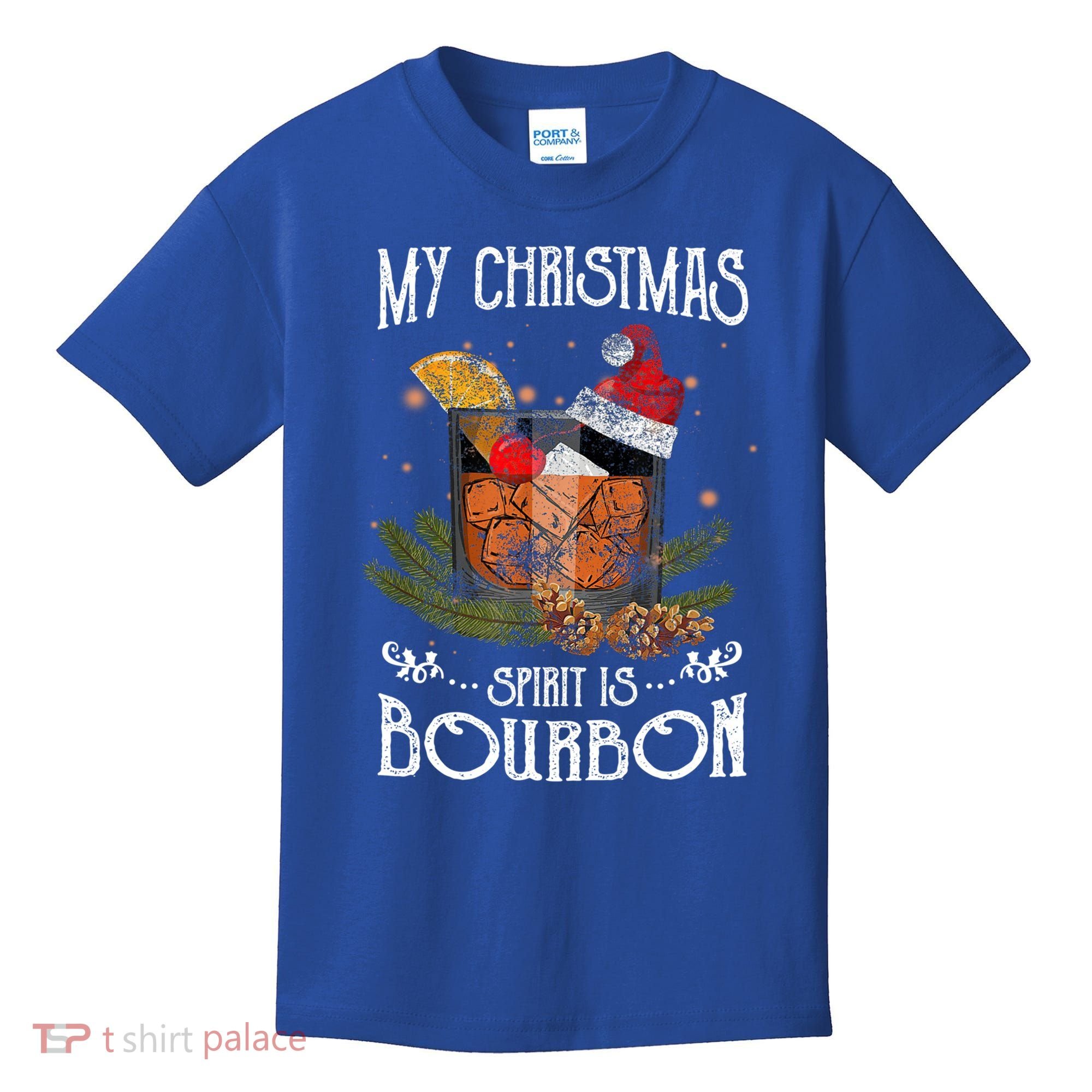 My Christmas Spirit Is Bourbon Christmas Ing Xmas Gift Kids T-Shirt