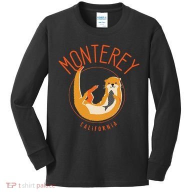 Monterey California Sea Otter Design Kids Long Sleeve Shirt