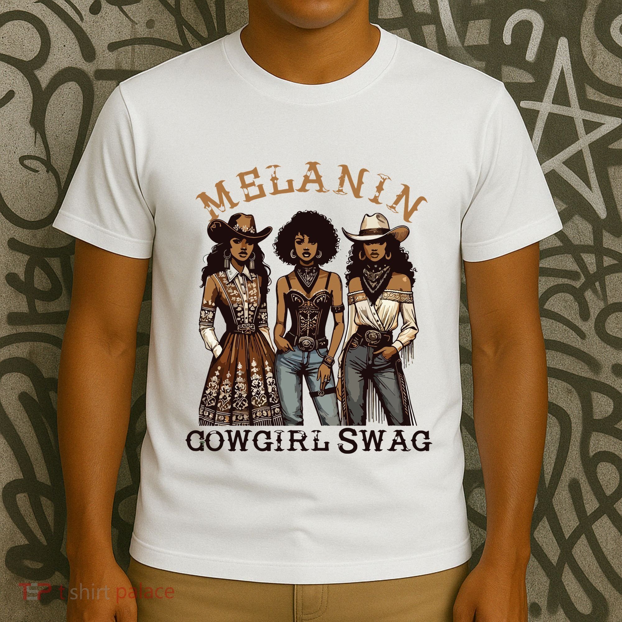 Melanin Cowgirl Swag African American Cowgirl Black History T-Shirt