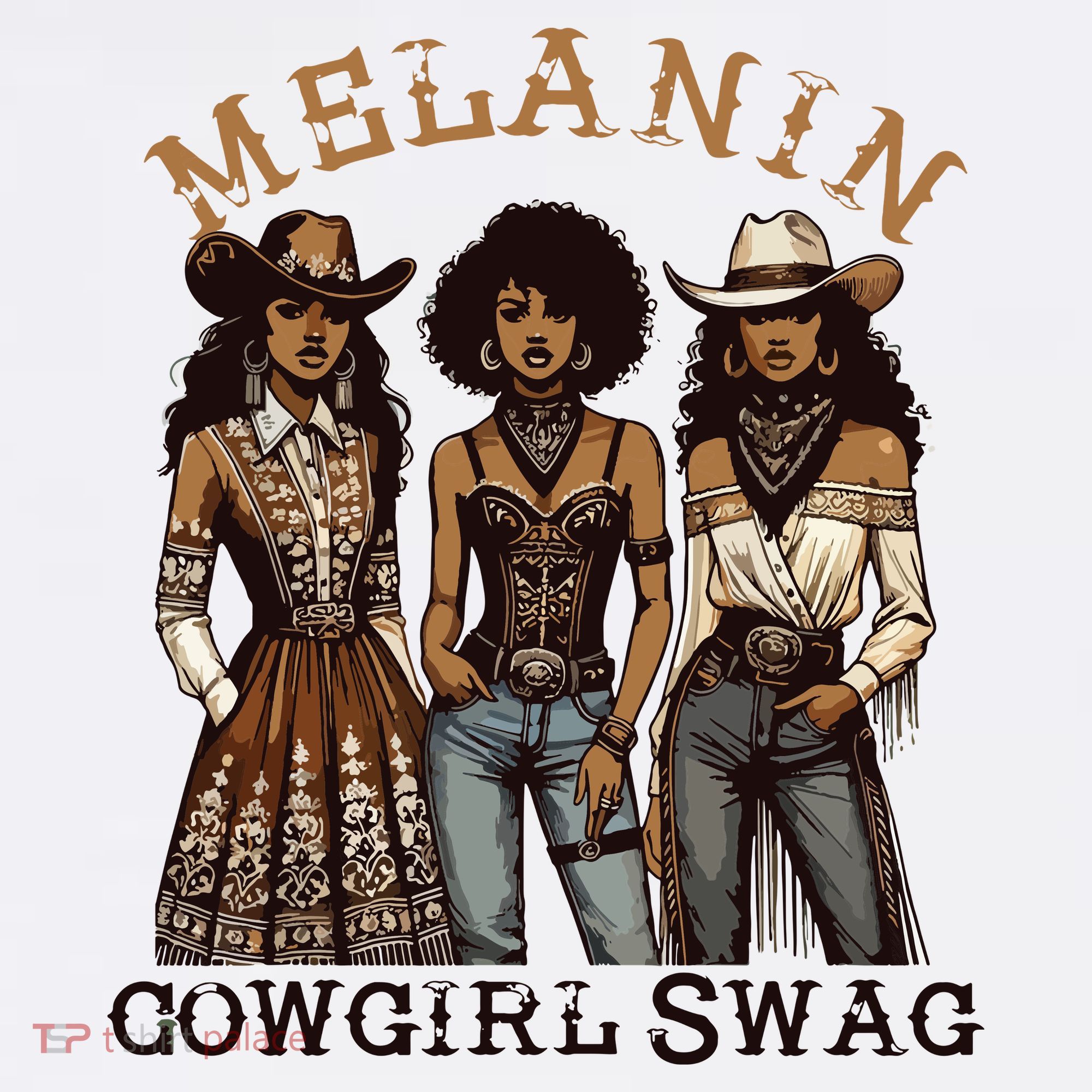 Melanin Cowgirl Swag African American Cowgirl Black History T-Shirt
