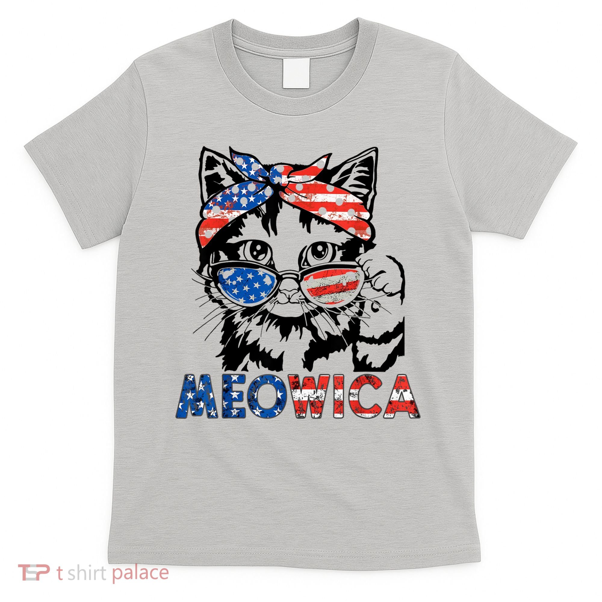 Meowica Cat Sunglasses American Flag 4th Of July Merica Usa T-Shirt