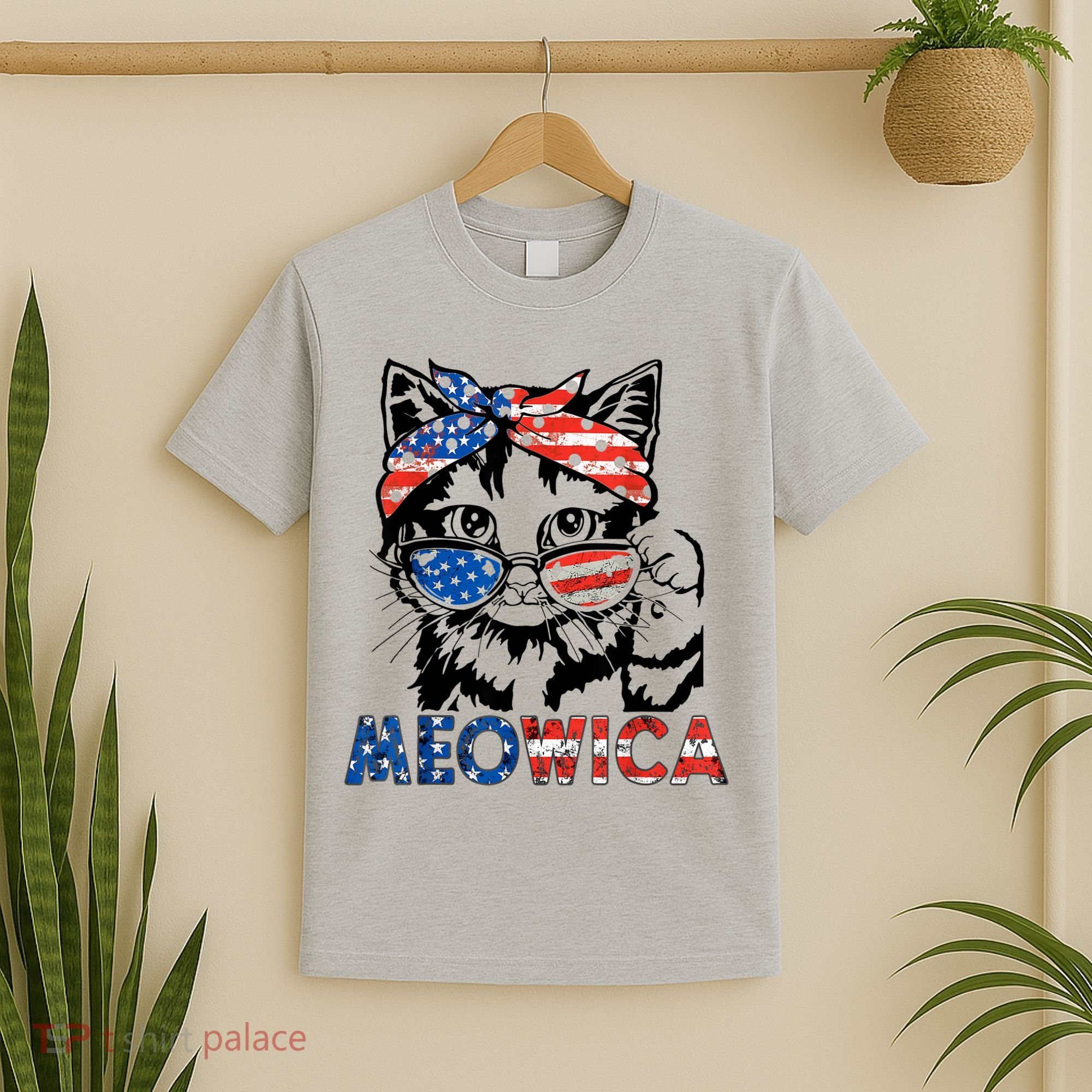 Meowica Cat Sunglasses American Flag 4th Of July Merica Usa T-Shirt