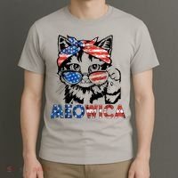 Meowica Cat Sunglasses American Flag 4th Of July Merica Usa T-Shirt thumb 3