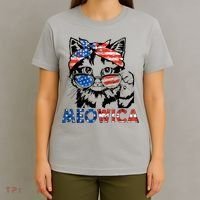 Meowica Cat Sunglasses American Flag 4th Of July Merica Usa T-Shirt thumb 4