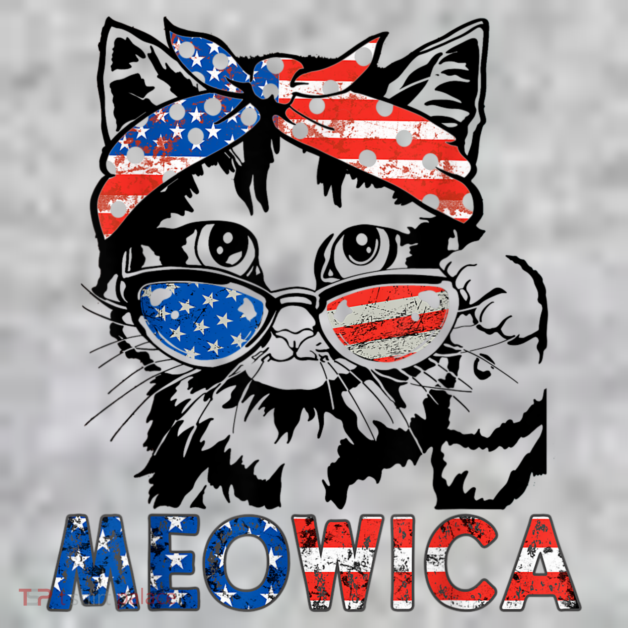 Meowica Cat Sunglasses American Flag 4th Of July Merica Usa T-Shirt