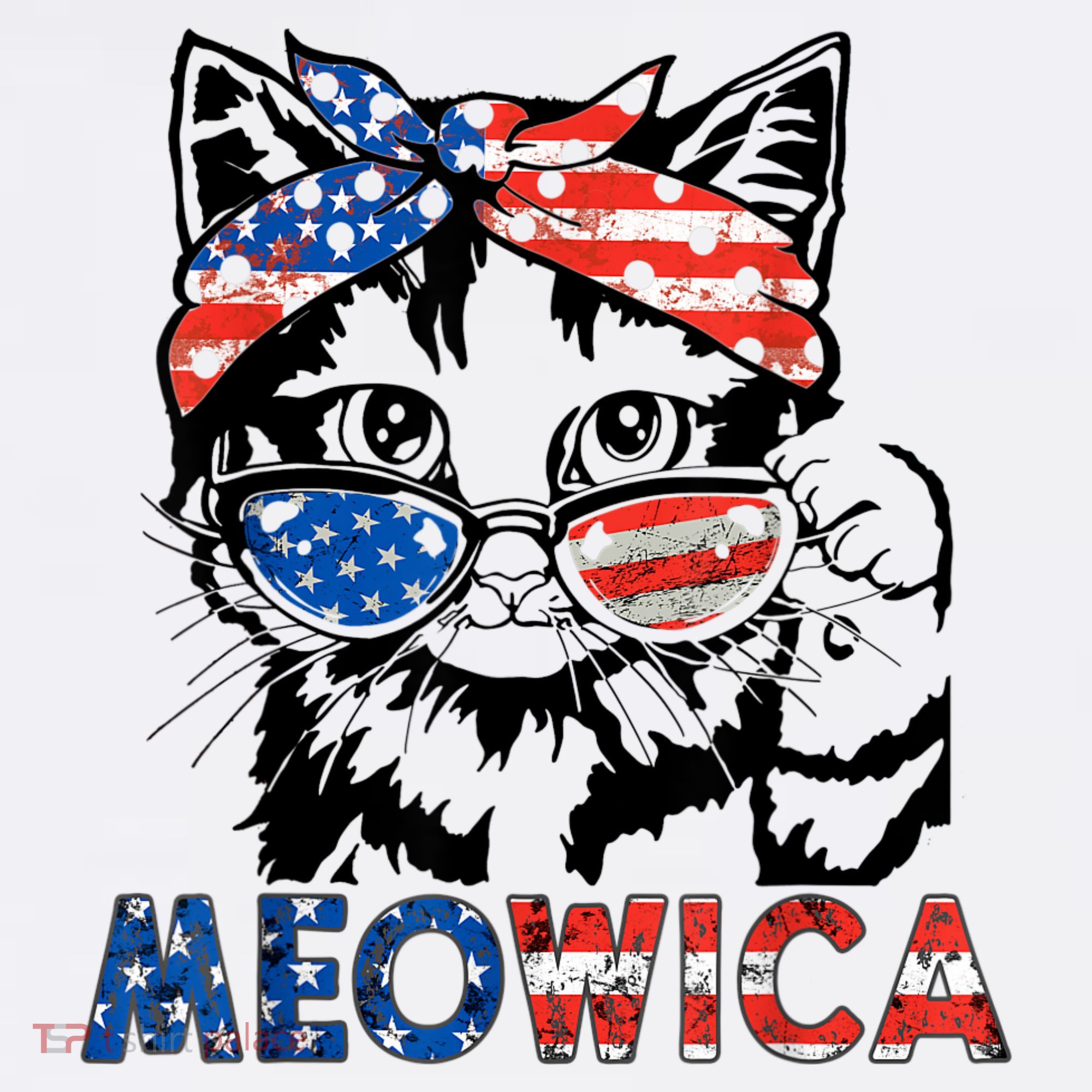 Meowica Cat Sunglasses American Flag 4th Of July Merica Usa Women's Hoodie