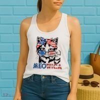 Meowica Cat Sunglasses American Flag 4th Of July Merica Usa Women's Tank Top thumb 2