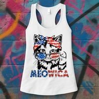 Meowica Cat Sunglasses American Flag 4th Of July Merica Usa Women's Tank Top thumb 3