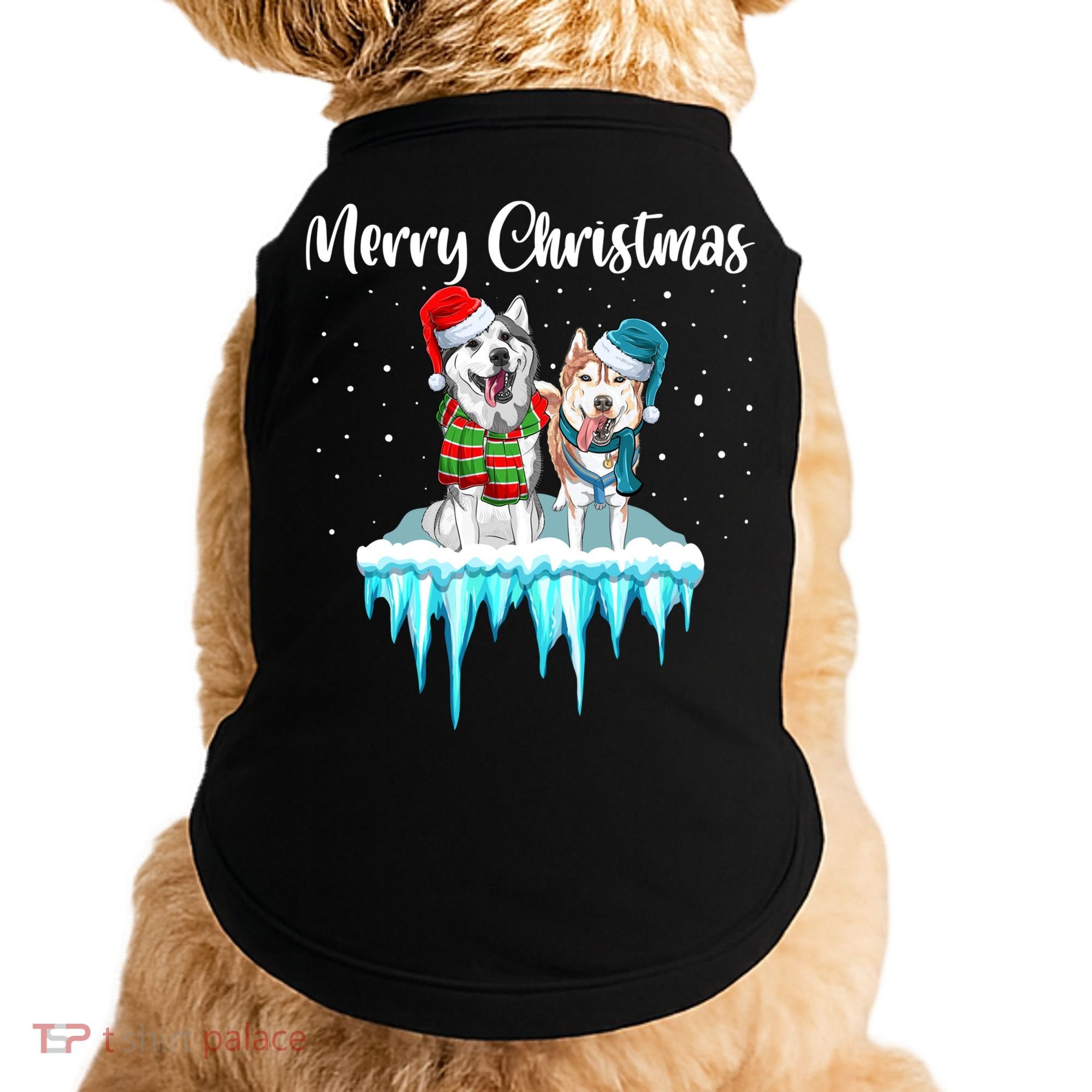 Merry Christmas Siberian Husky Chistmas Season Gift Doggie Tank