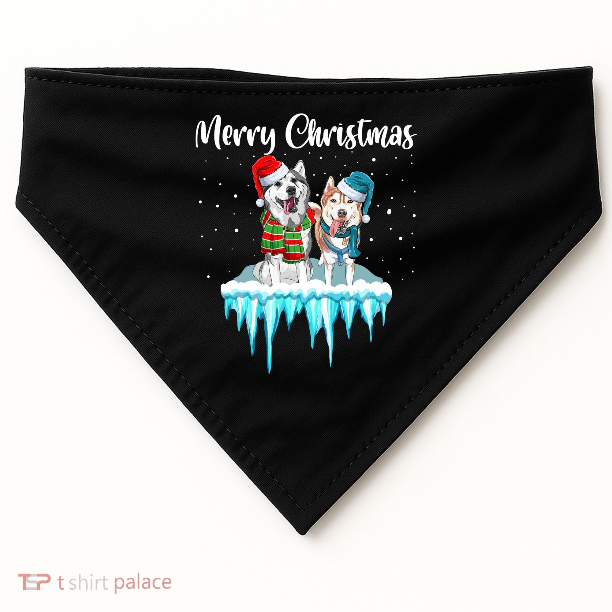 Merry Christmas Siberian Husky Chistmas Season Gift USA-Made Doggie Bandana