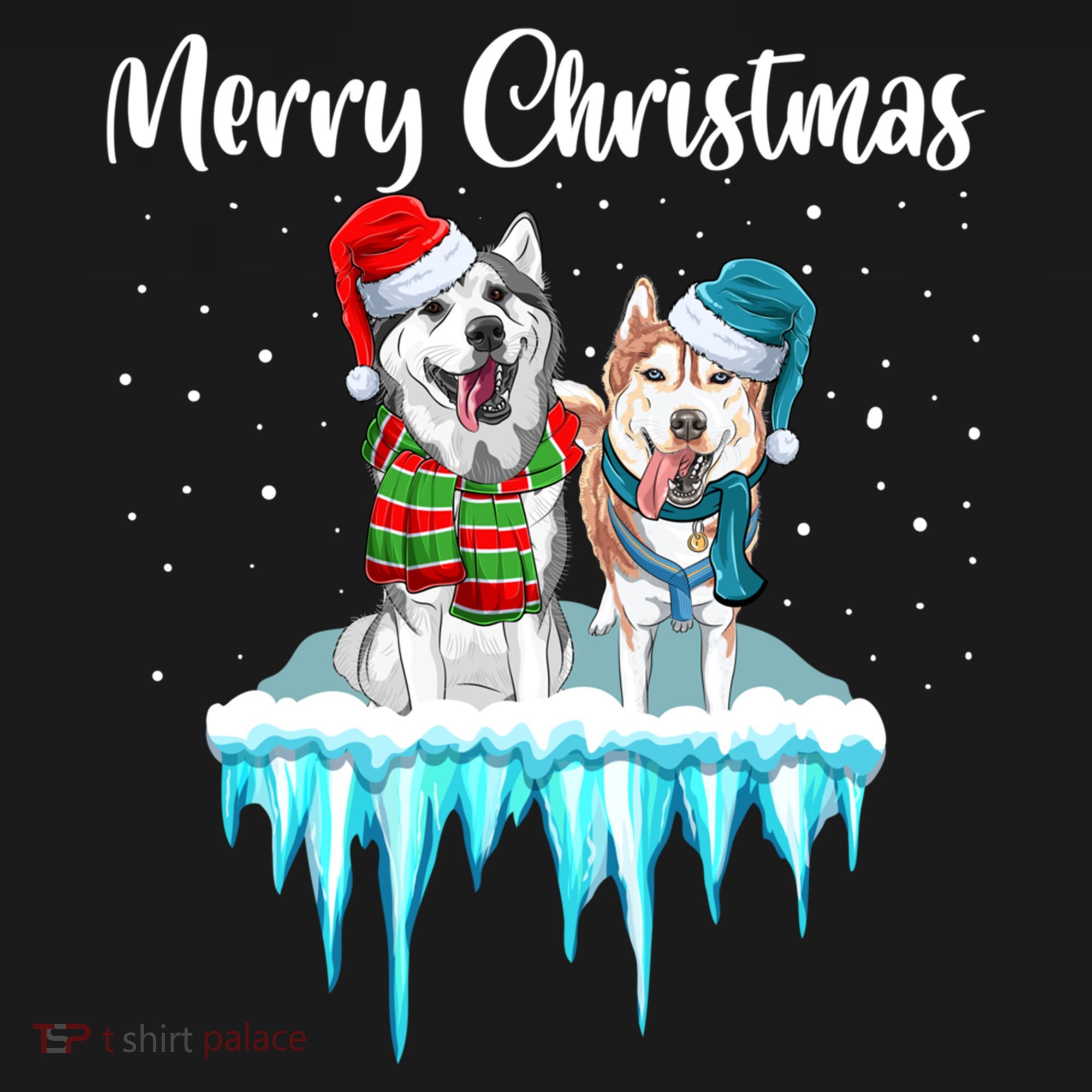 Merry Christmas Siberian Husky Chistmas Season Gift USA-Made Doggie Bandana