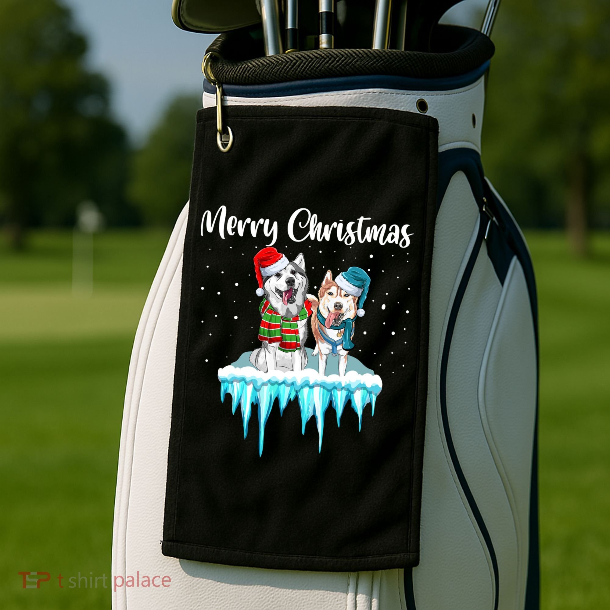 Merry Christmas Siberian Husky Chistmas Season Gift Golf Towel