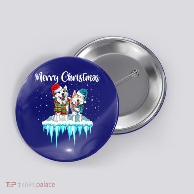 Merry Christmas Siberian Husky Chistmas Season Gift Button