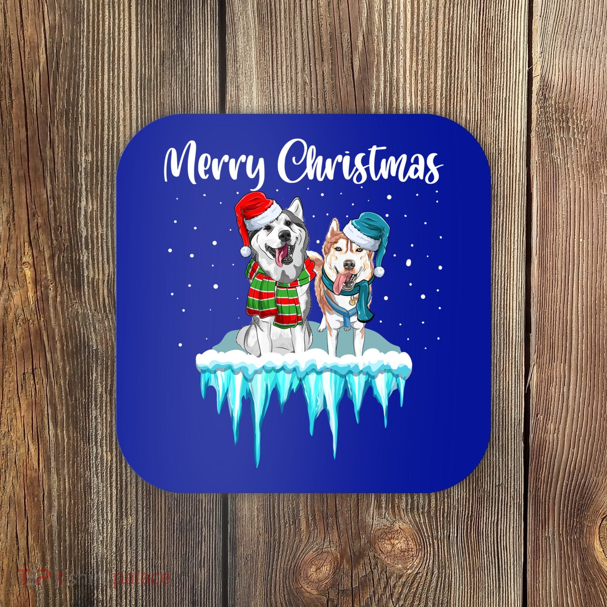 Merry Christmas Siberian Husky Chistmas Season Gift Coaster