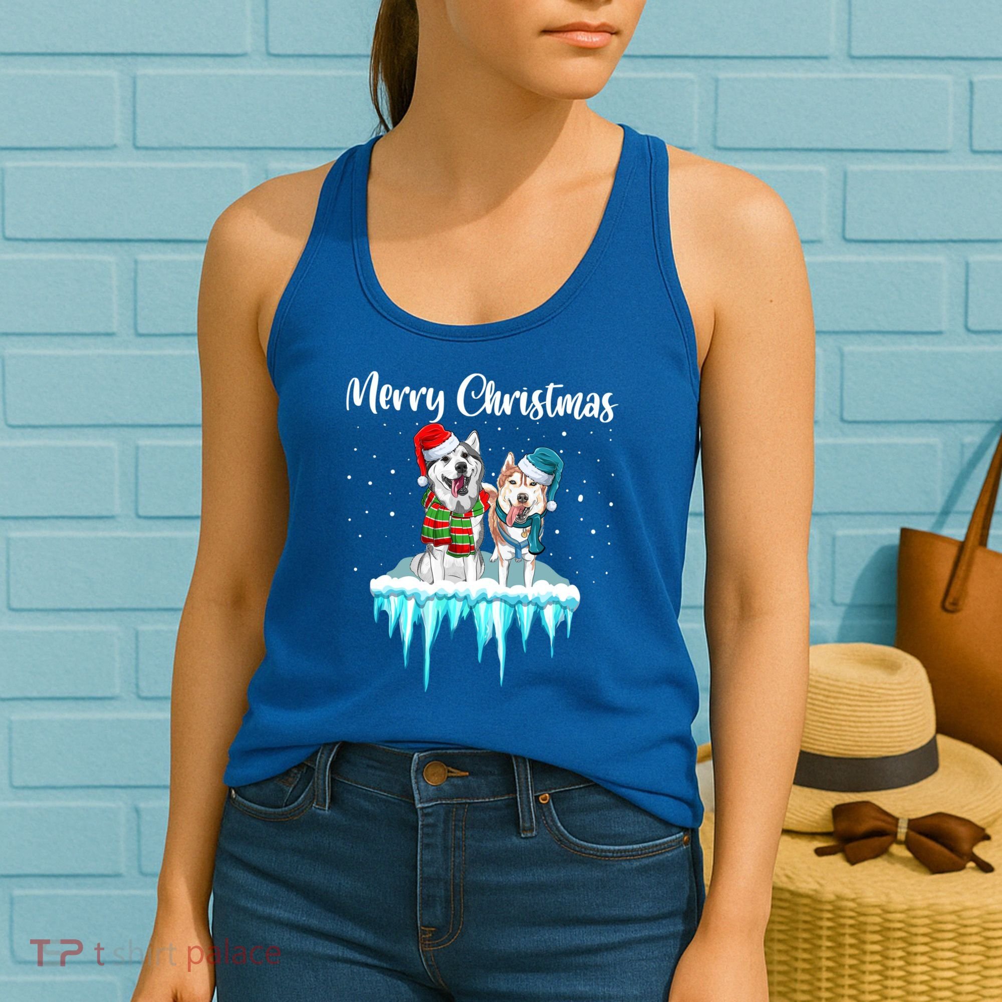 Merry Christmas Siberian Husky Chistmas Season Gift Women's Tank Top