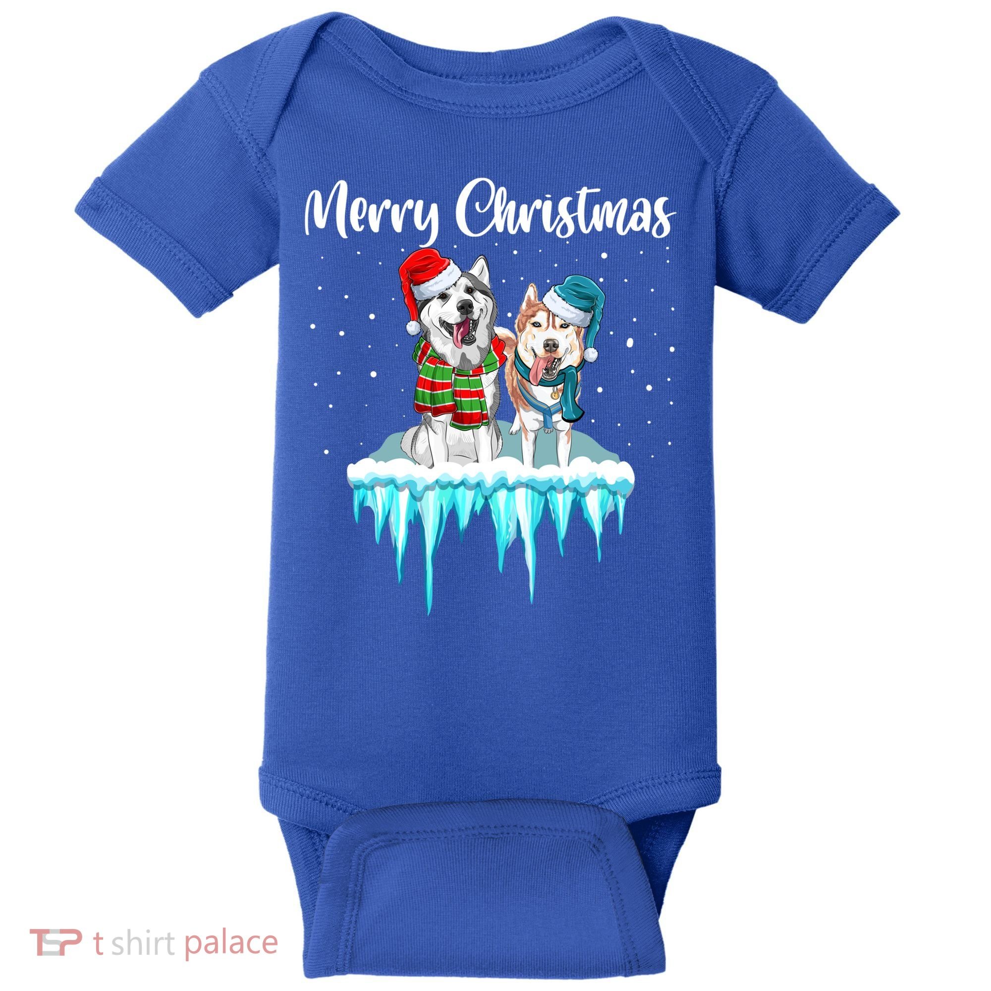 Merry Christmas Siberian Husky Chistmas Season Gift Baby Bodysuit